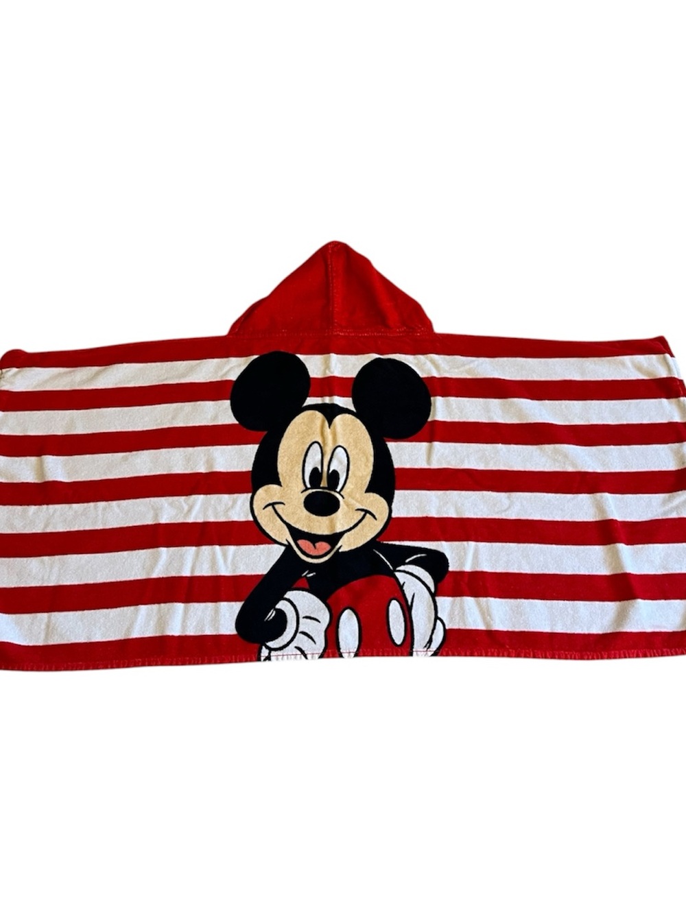 Disney Mickey Mouse Kids Cotton Hooded Towel Wrap Striped - Red/White Stripes